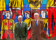 Gilbert & George ëDeath Hope Life Fearí exhibition at The Gilbert & George Centre 5a Heneage Street, London, UK.