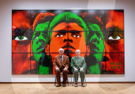 Gilbert & George ëDeath Hope Life Fearí exhibition at The Gilbert & George Centre 5a Heneage Street, London, UK.