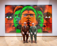 Gilbert & George ëDeath Hope Life Fearí exhibition at The Gilbert & George Centre 5a Heneage Street, London, UK.