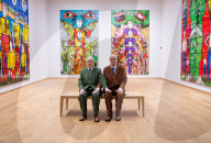 Gilbert & George ëDeath Hope Life Fearí exhibition at The Gilbert & George Centre 5a Heneage Street, London, UK.
