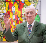 Gilbert & George ëDeath Hope Life Fearí exhibition at The Gilbert & George Centre 5a Heneage Street, London, UK.