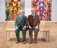 Gilbert & George ëDeath Hope Life Fearí exhibition at The Gilbert & George Centre 5a Heneage Street, London, UK.