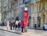 Czech Police Officers At Tram Stop