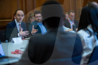 The Exchequer Secretary to the Treasury James Murray chairs a roundtable of entrepreneurs