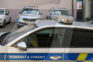 Police Cars In The Old Town Of Prague