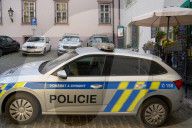 Police Cars In The Old Town Of Prague