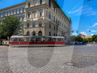 Daily Tram Traffic In Prague Old Town