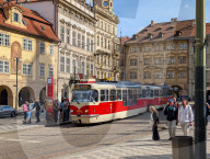 Daily Tram Traffic In Prague Old Town