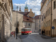 Daily Tram Traffic In Prague Old Town