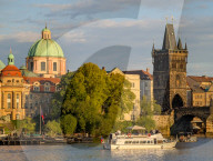 Boats On Vltava River In Prague