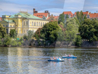 Boats On Vltava River In Prague