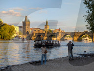 Boats On Vltava River In Prague