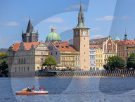 Boats On Vltava River In Prague