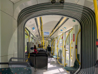Interior Of A Modern Tram In Augsburg