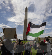Gathered At The Washington Monument To Show They Want George Washington University To Divest