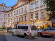 Prague Police Car On Patrol