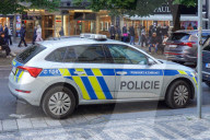 Prague Police Car On Patrol