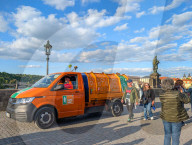 Municipal Cleaning Service On Charles Bridge In Prague