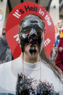 Campaigners Stage Oil Spill Outside Shell London HQ