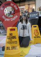 Campaigners Stage Oil Spill Outside Shell London HQ