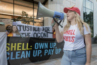 Campaigners Stage Oil Spill Outside Shell London HQ