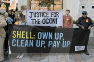 Campaigners Stage Oil Spill Outside Shell London HQ