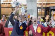 Campaigners Stage Oil Spill Outside Shell London HQ