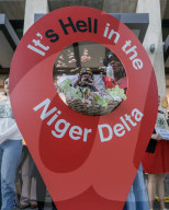 Campaigners Stage Oil Spill Outside Shell London HQ