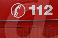 Emergency Number Sign 112 On Fire Engine