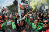 Ride-Hailing Drivers Protest In Jakarta