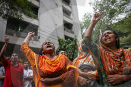 Garment Workers Sit-down Strike Demanding Their Due Wages In Dhaka