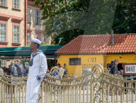 Boat Tour Promoter Near Charles Bridge In Prague