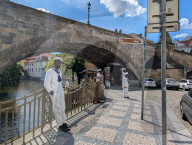 Boat Tour Promoter Near Charles Bridge In Prague