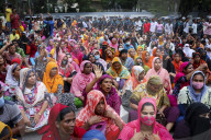 Garment Workers Sit-down Strike Demanding Their Due Wages In Dhaka