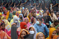 Garment Workers Sit-down Strike Demanding Their Due Wages In Dhaka