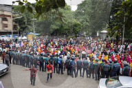 Garment Workers Sit-down Strike Demanding Their Due Wages In Dhaka