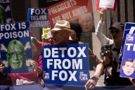 Demonstrators Protest Outside Of Fox News Headquarters