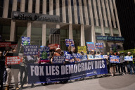 Demonstrators Protest Outside Of Fox News Headquarters