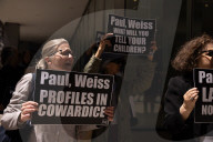 Demonstrators Protest Law Firms That Cut Deals With Trump