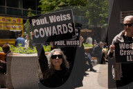 Demonstrators Protest Law Firms That Cut Deals With Trump