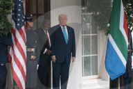 President Donald Trump Greets South African President Cyril Ramaphosa On May 21, 2025. 