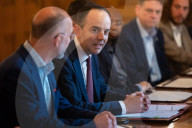 The Exchequer Secretary to the Treasury James Murray hosts stakeholders from tech companies for an AI hackathon 