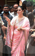  Bollywood Actress Kajal At Dakshineswar Temple In Kolkata, India