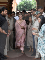  Bollywood Actress Kajal At Dakshineswar Temple In Kolkata, India