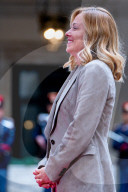 Italy's Prime Minister Giorgia Meloni Welcomes Denmark's Prime Minister Mette Frederiksen