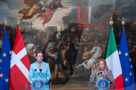 Italy's Prime Minister Giorgia Meloni Welcomes Denmark's Prime Minister Mette Frederiksen