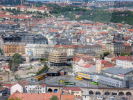 Aerial View Of Florenc Bus Terminal And Prague Cityscape