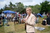 Congresswoman Clémentine Autain Visits The Parc Maurepas Refugee Camp