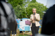 Congresswoman Clémentine Autain Visits The Parc Maurepas Refugee Camp