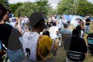 Congresswoman Clémentine Autain Visits The Parc Maurepas Refugee Camp